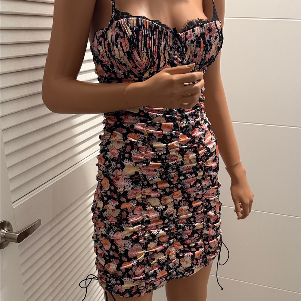 For Love & Lemons Stylish Multicolor Ruched Dress medium - Picture 5 of 10